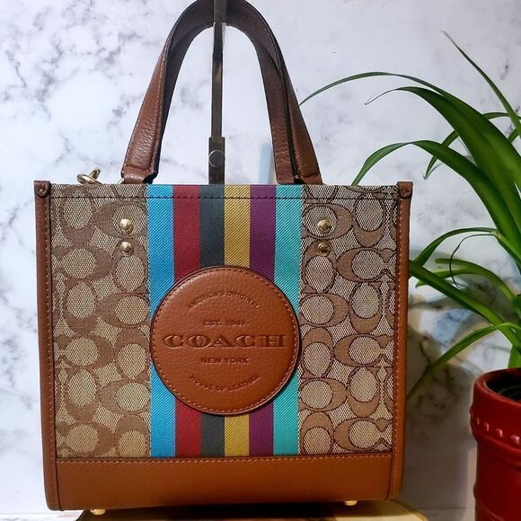 Coach Signature Stripe Dempsey Tote - Picture 7 of 12